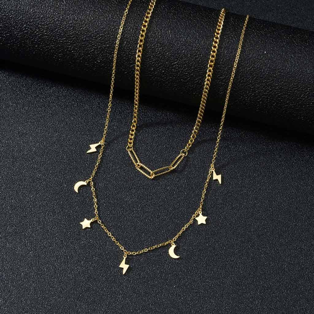 Double Layered Gold Necklace Fashion Accessories Jewelry Double Layered Gold Necklace Fashion Accessories Jewelry