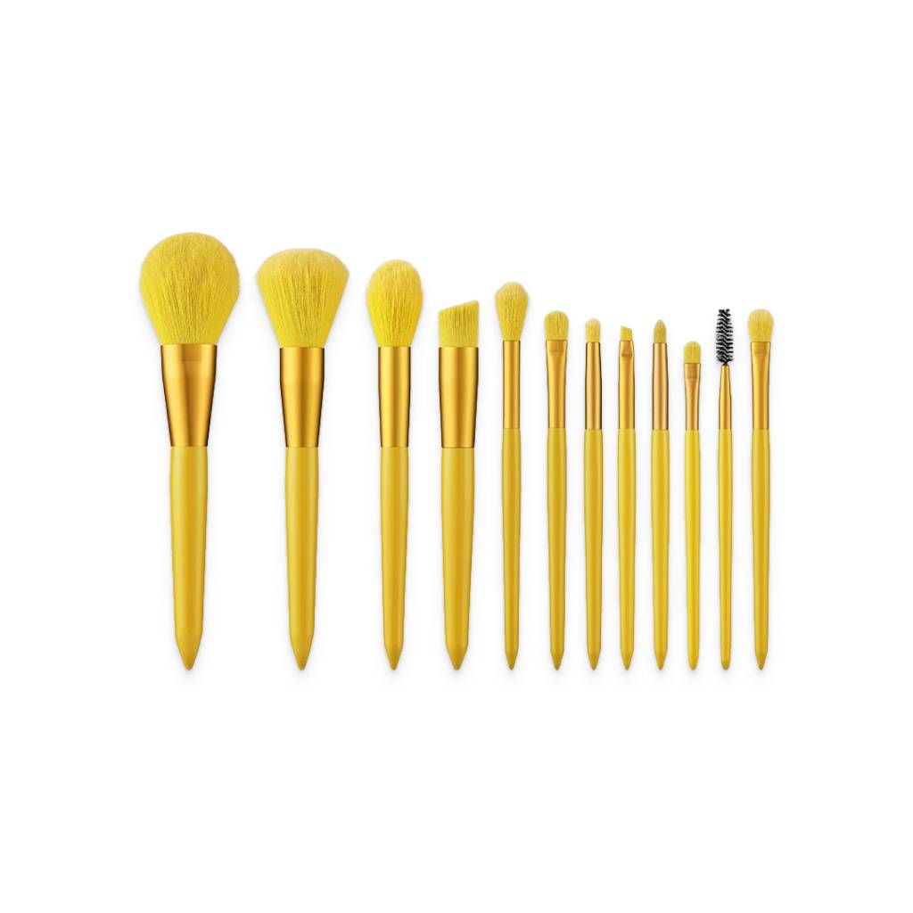 Yellow Makeup Brush Set 12pcs Beauty Tools Yellow Makeup Brush Set 12pcs Beauty Tools