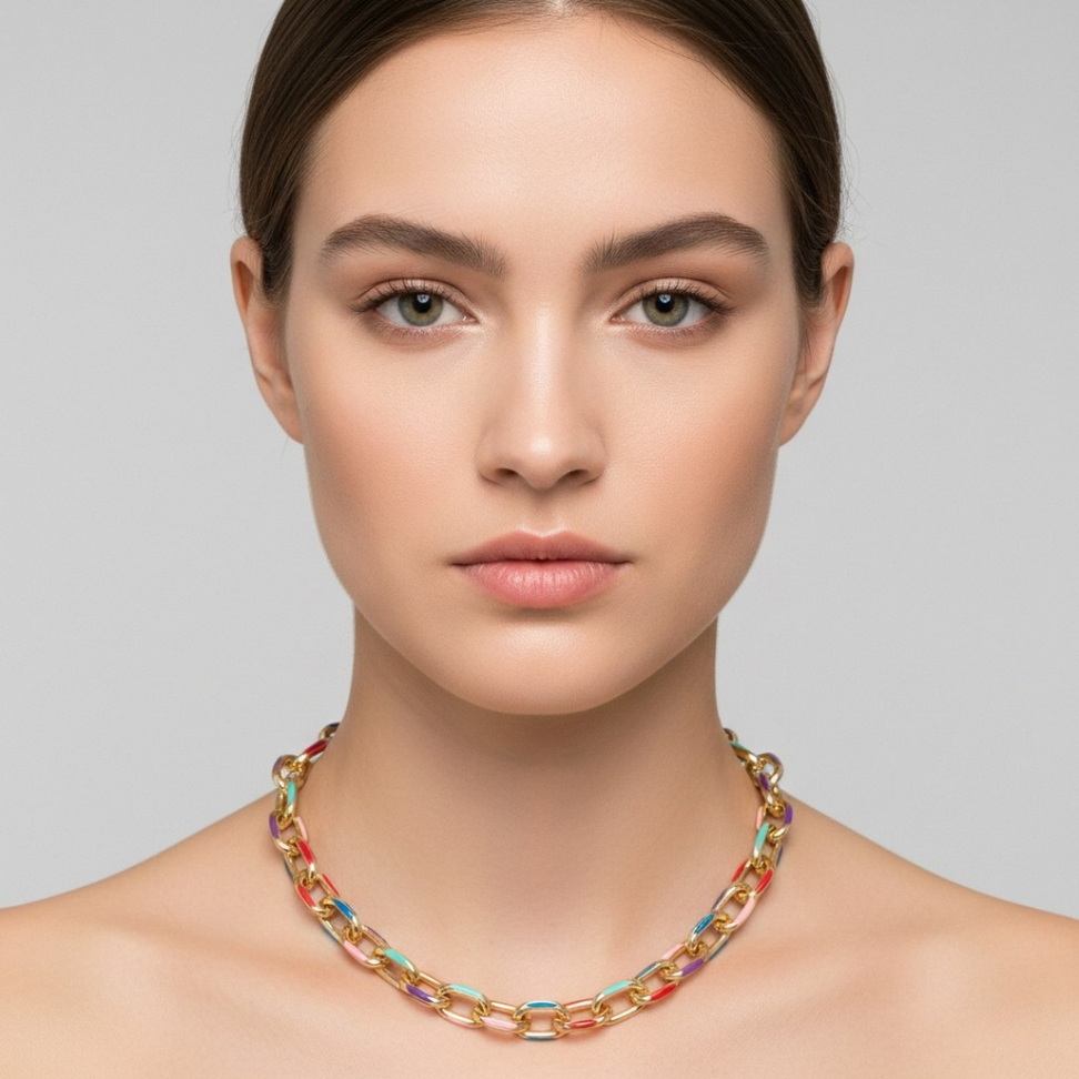 Colorful Cable Chain Necklace Necklaces Color : Multicolor Colorful Cable Chain Necklace Necklaces Color : Multicolor