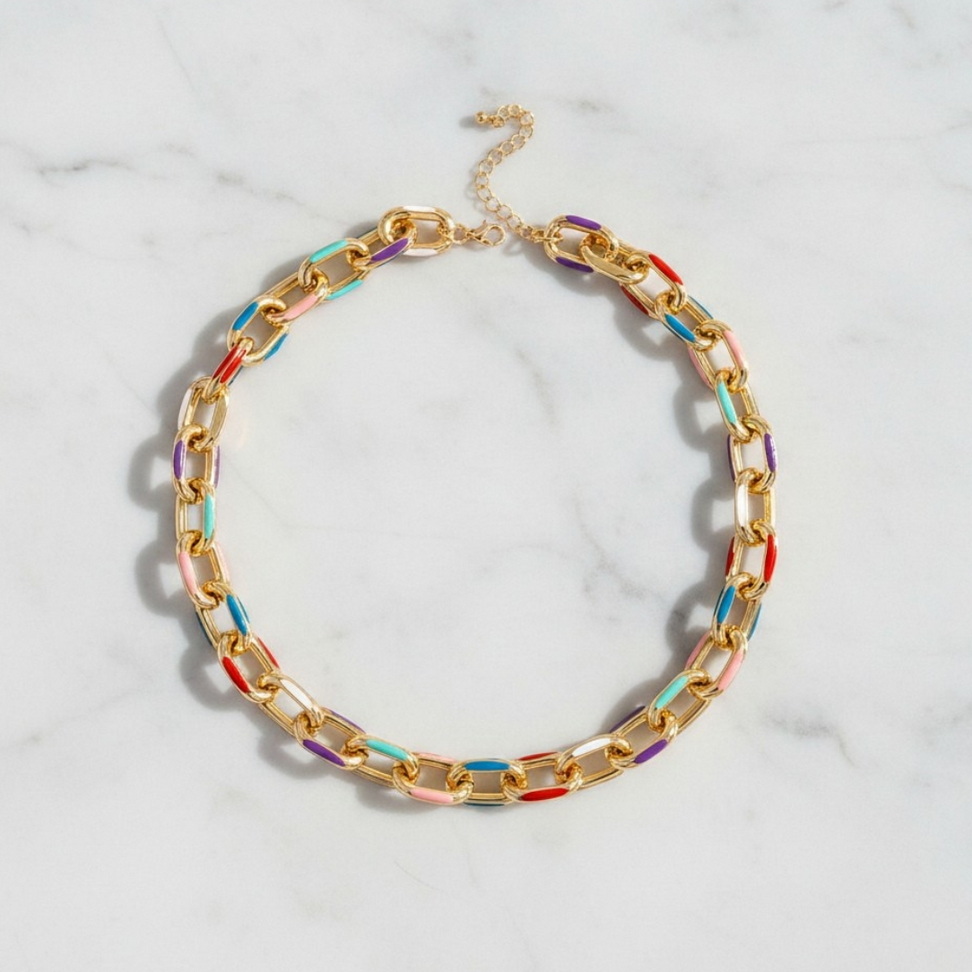 Colorful Cable Chain Necklace Necklaces Color : Multicolor Colorful Cable Chain Necklace Necklaces Color : Multicolor