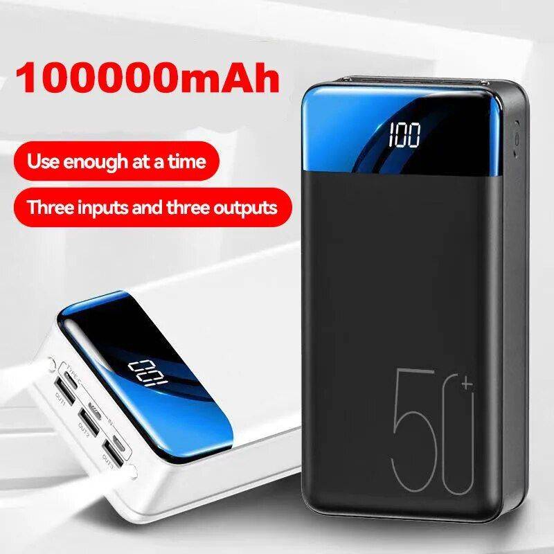 100,000mAh Fast Charging Portable Power Bank with 3 USB Outputs Electronics Power Banks Color : Black|White 100,000mAh Fast Charging Portable Power Bank with 3 USB Outputs Electronics Power Banks Color : Black|White