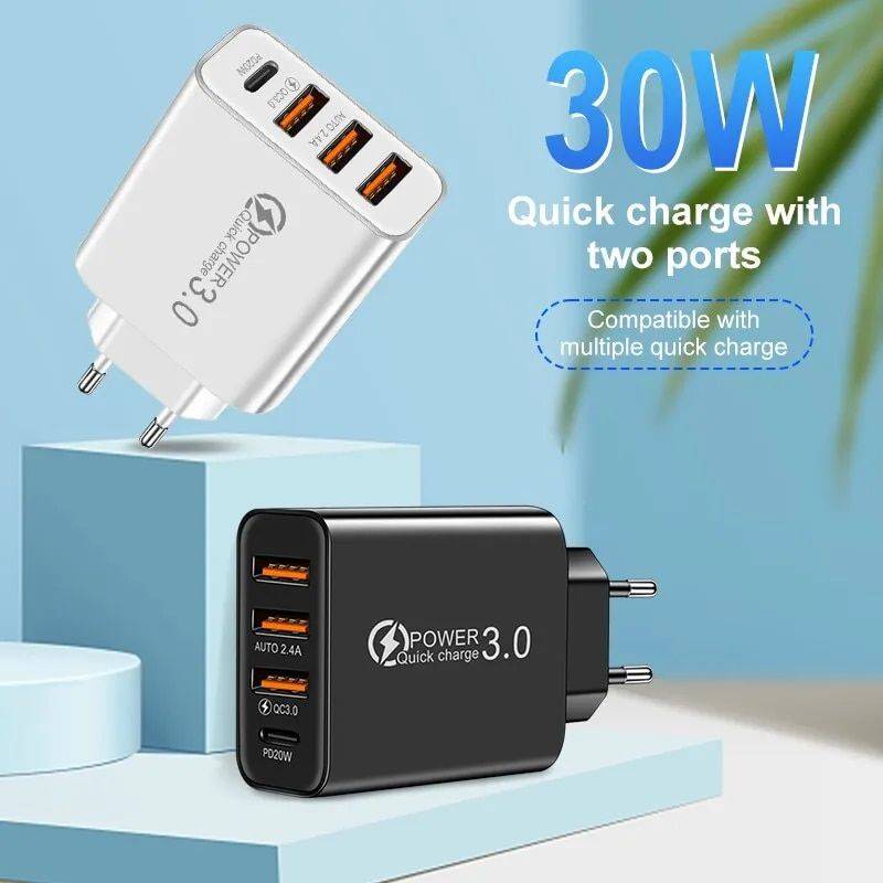3-Port Adapter with Fast Charging Function Adapters Electronics Plug Type : White US|Black EU|White EU|Black US 3-Port Adapter with Fast Charging Function Adapters Electronics Plug Type : White US|Black EU|White EU|Black US