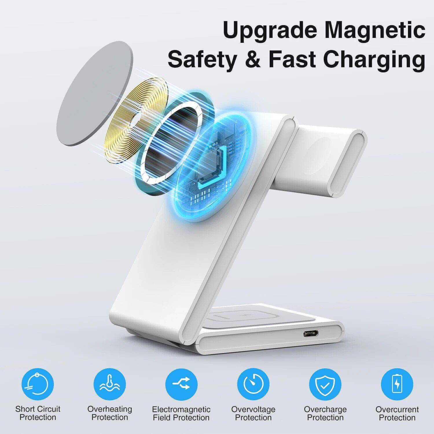 3-in-1 Foldable Magnetic Wireless Charging Station for iPhone 14/13 & Apple Watch S8/7 Charging Stations Electronics Plug : UK Plug|EU Plug|US Plug 3-in-1 Foldable Magnetic Wireless Charging Station for iPhone 14/13 & Apple Watch S8/7 Charging Stations Electronics Plug : UK Plug|EU Plug|US Plug
