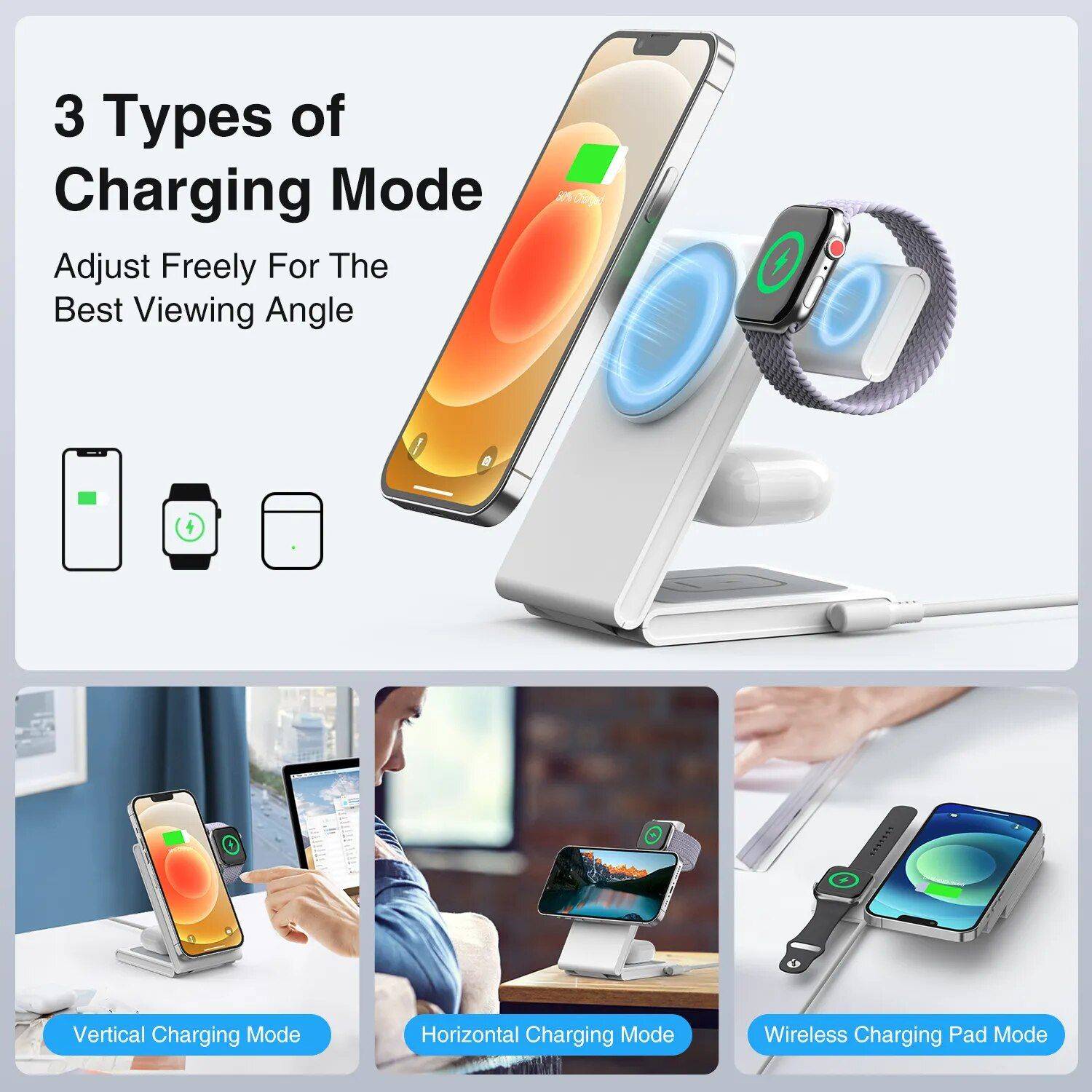 3-in-1 Foldable Magnetic Wireless Charging Station for iPhone 14/13 & Apple Watch S8/7 Charging Stations Electronics Plug : UK Plug|EU Plug|US Plug 3-in-1 Foldable Magnetic Wireless Charging Station for iPhone 14/13 & Apple Watch S8/7 Charging Stations Electronics Plug : UK Plug|EU Plug|US Plug