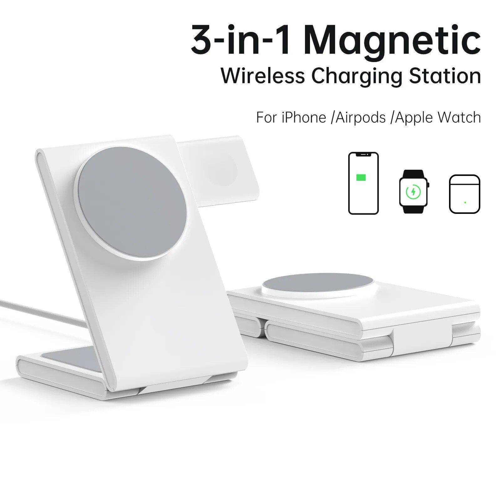3-in-1 Foldable Magnetic Wireless Charging Station for iPhone 14/13 & Apple Watch S8/7 Charging Stations Electronics Plug : UK Plug|EU Plug|US Plug 3-in-1 Foldable Magnetic Wireless Charging Station for iPhone 14/13 & Apple Watch S8/7 Charging Stations Electronics Plug : UK Plug|EU Plug|US Plug