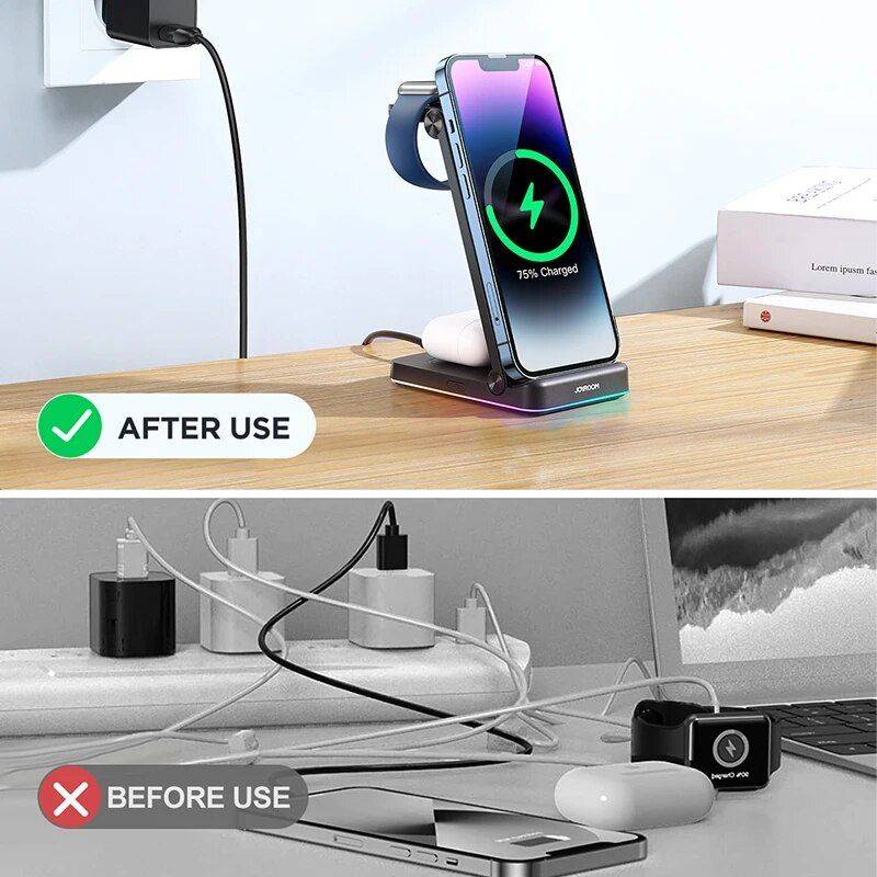 3-in-1 Foldable Wireless Charging Station: Fast Dual Coil Charger for Phones, Apple Watch, and Airpods Charging Stations Electronics Color : Black 3-in-1 Foldable Wireless Charging Station: Fast Dual Coil Charger for Phones, Apple Watch, and Airpods Charging Stations Electronics Color : Black