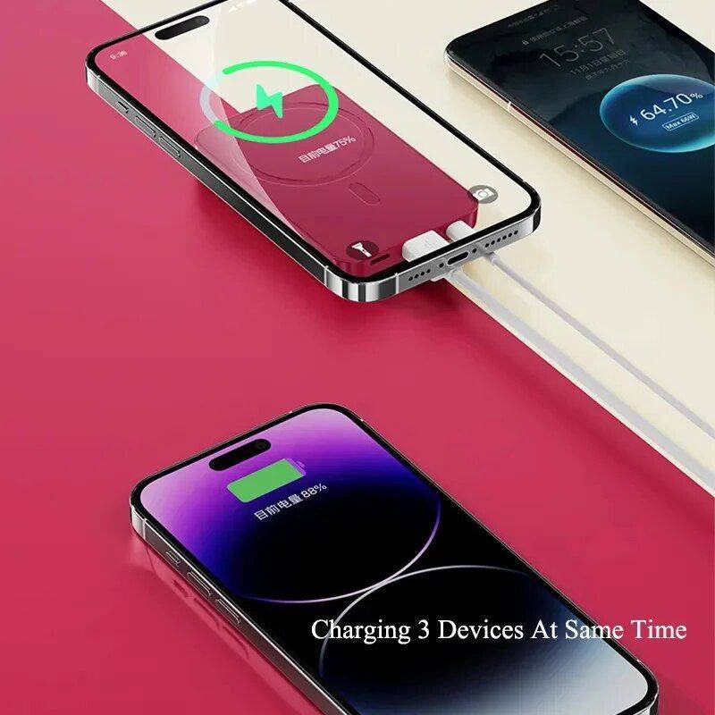 30,000mAh Magnetic Fast-Charging Power Bank with PD20W Wireless & LED Display Electronics Power Banks Color : White|Black|Red|Beige|Purple|Blue 30,000mAh Magnetic Fast-Charging Power Bank with PD20W Wireless & LED Display Electronics Power Banks Color : White|Black|Red|Beige|Purple|Blue