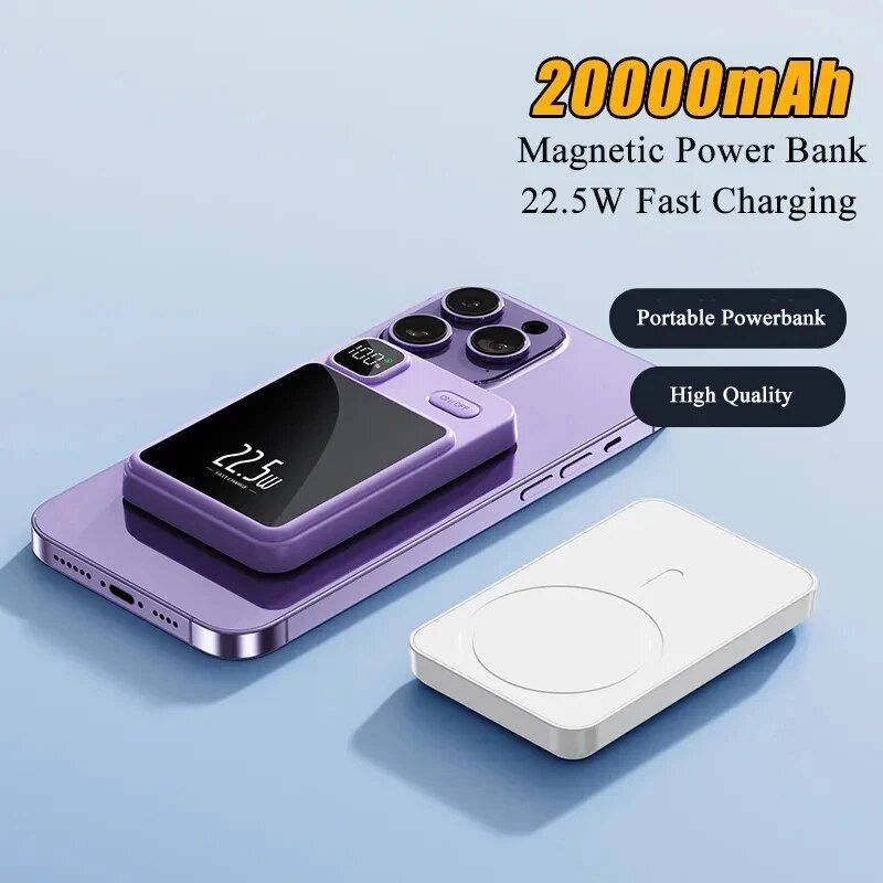 30,000mAh Magnetic Fast-Charging Power Bank with PD20W Wireless & LED Display Electronics Power Banks Color : White|Black|Red|Beige|Purple|Blue 30,000mAh Magnetic Fast-Charging Power Bank with PD20W Wireless & LED Display Electronics Power Banks Color : White|Black|Red|Beige|Purple|Blue