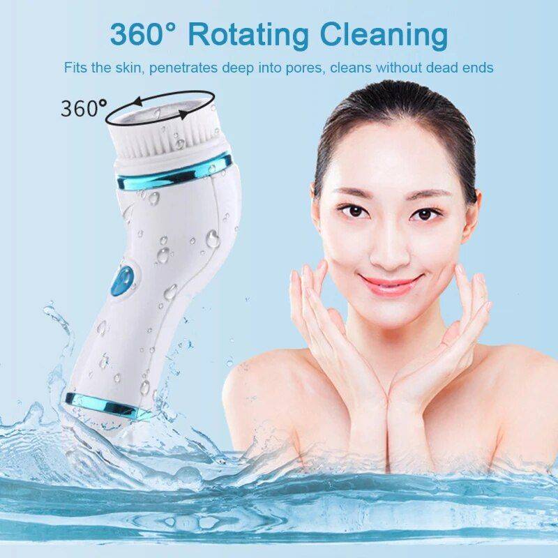 4-in-1 Electric Face Cleanser & Roller Massager: Ultimate Skin Care Tool Beauty Gadgets New Arrivals Color : Orange|Blue 4-in-1 Electric Face Cleanser & Roller Massager: Ultimate Skin Care Tool Beauty Gadgets New Arrivals Color : Orange|Blue