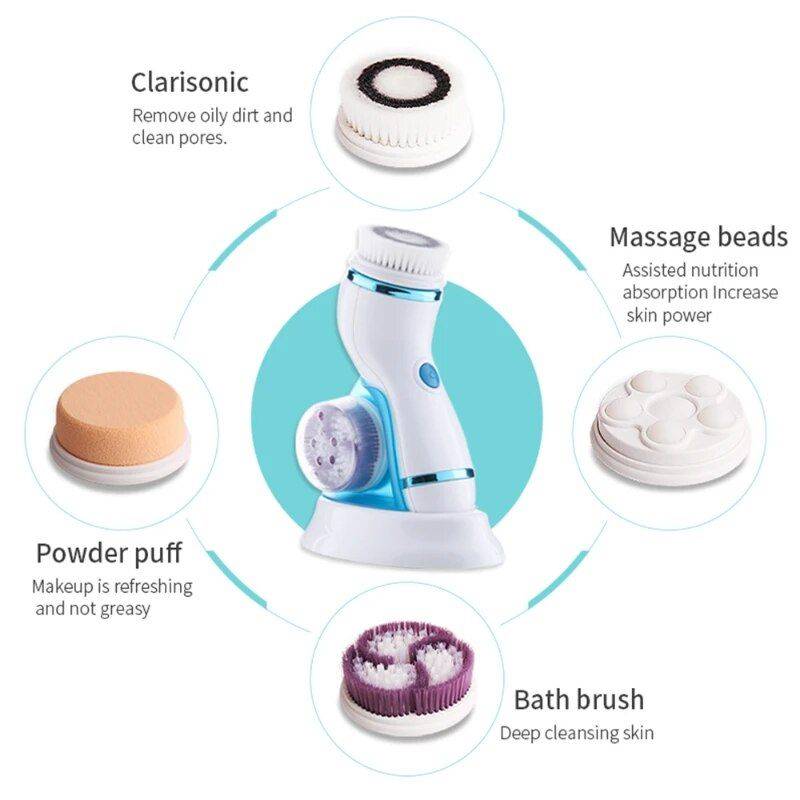 4-in-1 Electric Face Cleanser & Roller Massager: Ultimate Skin Care Tool Beauty Gadgets New Arrivals Color : Orange|Blue 4-in-1 Electric Face Cleanser & Roller Massager: Ultimate Skin Care Tool Beauty Gadgets New Arrivals Color : Orange|Blue