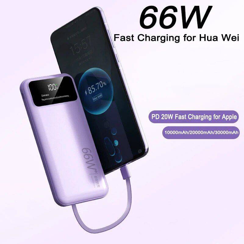 66W Ultra-Fast Charging Power Bank 30000mAh with LED Digital Display Electronics Power Banks Color : Black|Purple|White|Pink|Green 66W Ultra-Fast Charging Power Bank 30000mAh with LED Digital Display Electronics Power Banks Color : Black|Purple|White|Pink|Green