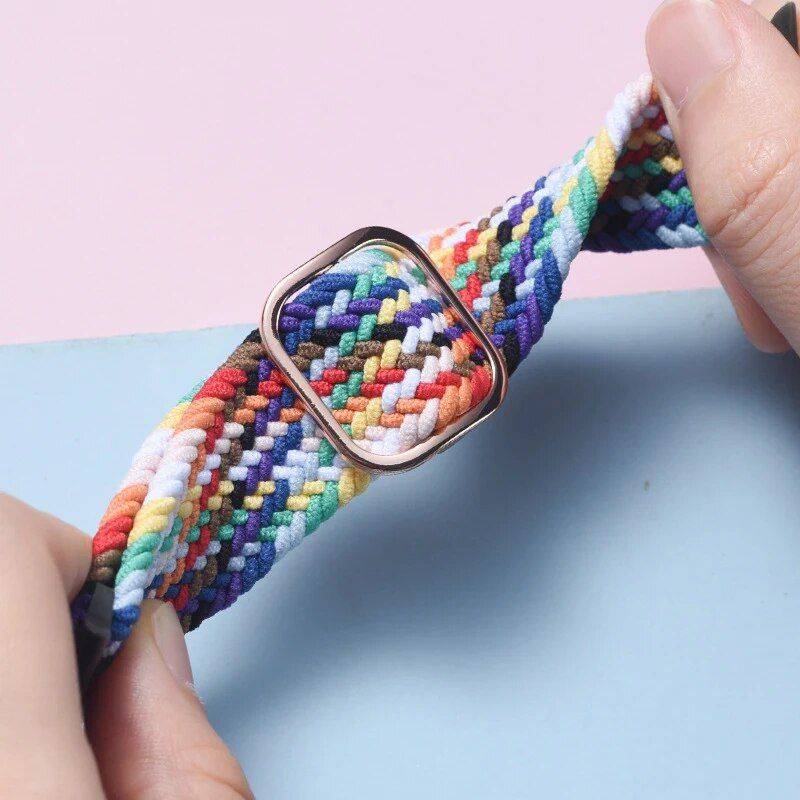 Adjustable Braided Loop Elastic Watch Strap for Apple Watch Series Fashion Accessories New Arrivals Smartwatch Bands Color : Cold sea blue|Cherry blossom|Withered olive green|Charcoal|Flaming red|full black|Blue and white|Oblque Amy Green|Oblique black red|Green Orchid|Army Green Blue|Black red yellow|Dark green|Army Green Gray|Color black white|Black orange|Cai Ling Black|Yellow green black|Orange yellow geen|Dark gray orange|Orange red|Bean Green|Purple and Yellow|Blue powder|Lavender|Colored Pond|camouflage|cosmetic|Light blue|Blue and Yellow|Rainbow colors Adjustable Braided Loop Elastic Watch Strap for Apple Watch Series Fashion Accessories New Arrivals Smartwatch Bands Color : Cold sea blue|Cherry blossom|Withered olive green|Charcoal|Flaming red|full black|Blue and white|Oblque Amy Green|Oblique black red|Green Orchid|Army Green Blue|Black red yellow|Dark green|Army Green Gray|Color black white|Black orange|Cai Ling Black|Yellow green black|Orange yellow geen|Dark gray orange|Orange red|Bean Green|Purple and Yellow|Blue powder|Lavender|Colored Pond|camouflage|cosmetic|Light blue|Blue and Yellow|Rainbow colors