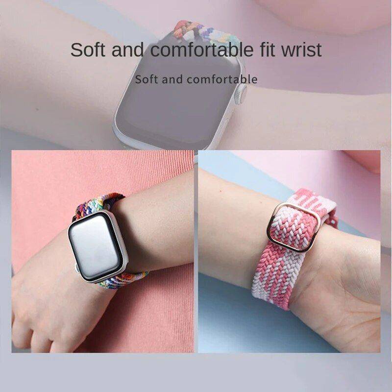 Adjustable Braided Loop Elastic Watch Strap for Apple Watch Series Fashion Accessories New Arrivals Smartwatch Bands Color : Cold sea blue|Cherry blossom|Withered olive green|Charcoal|Flaming red|full black|Blue and white|Oblque Amy Green|Oblique black red|Green Orchid|Army Green Blue|Black red yellow|Dark green|Army Green Gray|Color black white|Black orange|Cai Ling Black|Yellow green black|Orange yellow geen|Dark gray orange|Orange red|Bean Green|Purple and Yellow|Blue powder|Lavender|Colored Pond|camouflage|cosmetic|Light blue|Blue and Yellow|Rainbow colors Adjustable Braided Loop Elastic Watch Strap for Apple Watch Series Fashion Accessories New Arrivals Smartwatch Bands Color : Cold sea blue|Cherry blossom|Withered olive green|Charcoal|Flaming red|full black|Blue and white|Oblque Amy Green|Oblique black red|Green Orchid|Army Green Blue|Black red yellow|Dark green|Army Green Gray|Color black white|Black orange|Cai Ling Black|Yellow green black|Orange yellow geen|Dark gray orange|Orange red|Bean Green|Purple and Yellow|Blue powder|Lavender|Colored Pond|camouflage|cosmetic|Light blue|Blue and Yellow|Rainbow colors
