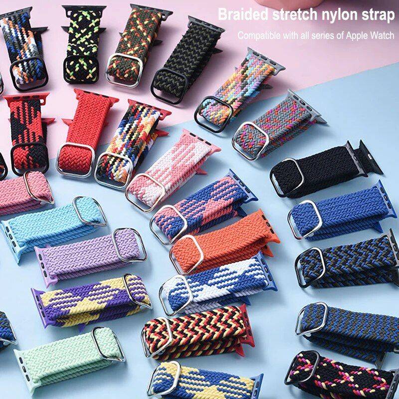 Adjustable Braided Loop Elastic Watch Strap for Apple Watch Series Fashion Accessories New Arrivals Smartwatch Bands Color : Cold sea blue|Cherry blossom|Withered olive green|Charcoal|Flaming red|full black|Blue and white|Oblque Amy Green|Oblique black red|Green Orchid|Army Green Blue|Black red yellow|Dark green|Army Green Gray|Color black white|Black orange|Cai Ling Black|Yellow green black|Orange yellow geen|Dark gray orange|Orange red|Bean Green|Purple and Yellow|Blue powder|Lavender|Colored Pond|camouflage|cosmetic|Light blue|Blue and Yellow|Rainbow colors Adjustable Braided Loop Elastic Watch Strap for Apple Watch Series Fashion Accessories New Arrivals Smartwatch Bands Color : Cold sea blue|Cherry blossom|Withered olive green|Charcoal|Flaming red|full black|Blue and white|Oblque Amy Green|Oblique black red|Green Orchid|Army Green Blue|Black red yellow|Dark green|Army Green Gray|Color black white|Black orange|Cai Ling Black|Yellow green black|Orange yellow geen|Dark gray orange|Orange red|Bean Green|Purple and Yellow|Blue powder|Lavender|Colored Pond|camouflage|cosmetic|Light blue|Blue and Yellow|Rainbow colors