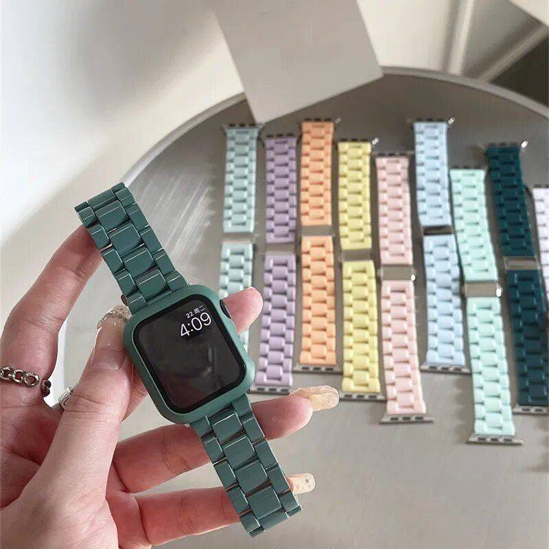 Chic Candy-Colored Resin Strap for 38mm-45mm Smartwatches Fashion Accessories Smartwatch Bands Band Color : White|Black|Mint Green|Dark green|Orange|Dark blue|Light purple|Yellow|Pink|Light green|Gray green|Light blue Chic Candy-Colored Resin Strap for 38mm-45mm Smartwatches Fashion Accessories Smartwatch Bands Band Color : White|Black|Mint Green|Dark green|Orange|Dark blue|Light purple|Yellow|Pink|Light green|Gray green|Light blue