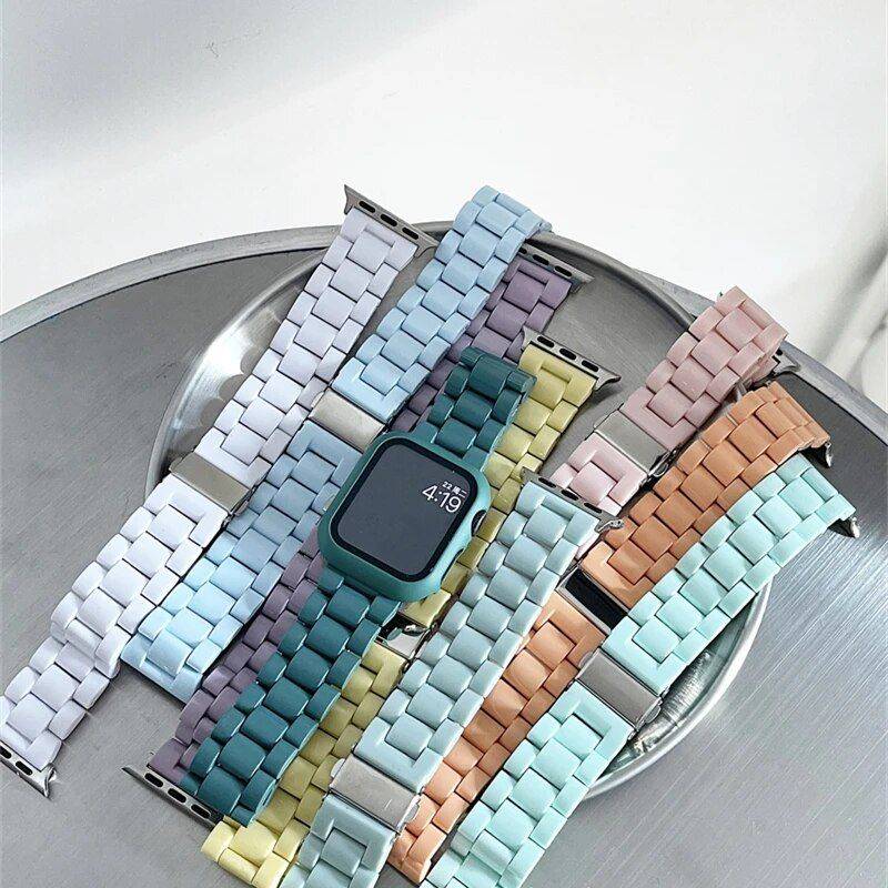 Chic Candy-Colored Resin Strap for 38mm-45mm Smartwatches Fashion Accessories Smartwatch Bands Band Color : White|Black|Mint Green|Dark green|Orange|Dark blue|Light purple|Yellow|Pink|Light green|Gray green|Light blue Chic Candy-Colored Resin Strap for 38mm-45mm Smartwatches Fashion Accessories Smartwatch Bands Band Color : White|Black|Mint Green|Dark green|Orange|Dark blue|Light purple|Yellow|Pink|Light green|Gray green|Light blue