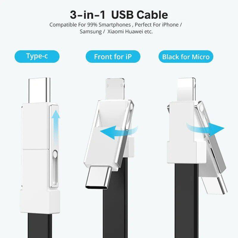 Compact 3-in-1 Magnetic Keychain USB Cable – Micro USB, Type-C, Lightning Charging Cables Electronics Color : Black|Blue|Red|White Compact 3-in-1 Magnetic Keychain USB Cable - Micro USB, Type-C, Lightning Charging Cables Electronics Color : Black|Blue|Red|White