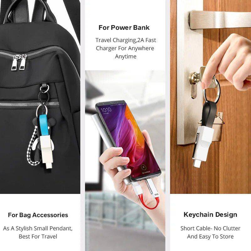Compact 3-in-1 Magnetic Keychain USB Cable – Micro USB, Type-C, Lightning Charging Cables Electronics Color : Black|Blue|Red|White Compact 3-in-1 Magnetic Keychain USB Cable - Micro USB, Type-C, Lightning Charging Cables Electronics Color : Black|Blue|Red|White