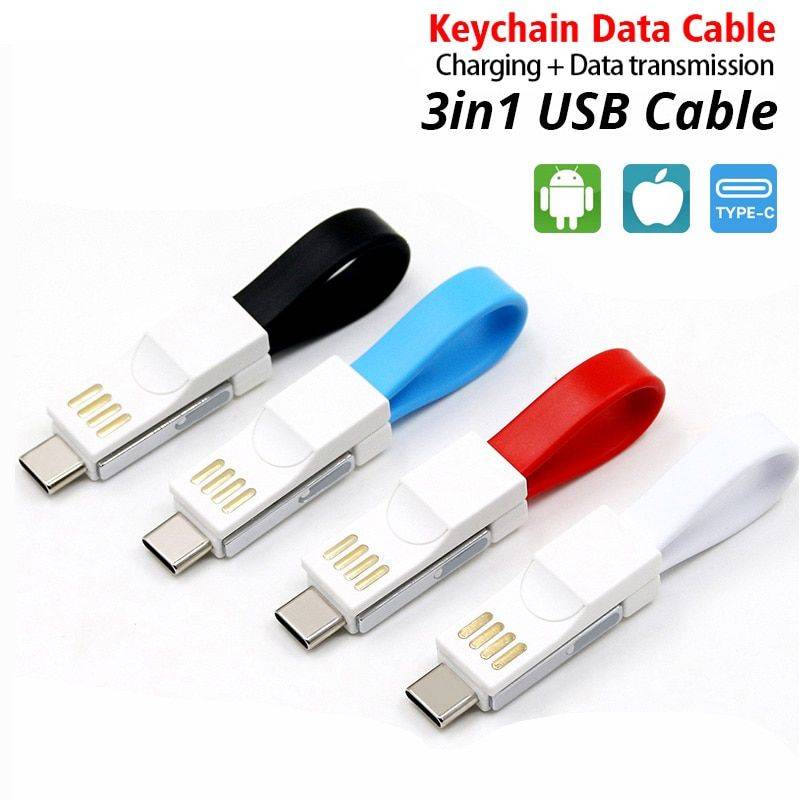Compact 3-in-1 Magnetic Keychain USB Cable – Micro USB, Type-C, Lightning Charging Cables Electronics Color : Black|Blue|Red|White Compact 3-in-1 Magnetic Keychain USB Cable - Micro USB, Type-C, Lightning Charging Cables Electronics Color : Black|Blue|Red|White