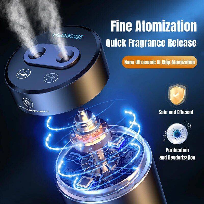 Compact 380ML Double Spray USB Car Air Humidifier and Essential Oil Diffuser with Colorful Mood Lighting Auto Accessories New Arrivals Color : Black Compact 380ML Double Spray USB Car Air Humidifier and Essential Oil Diffuser with Colorful Mood Lighting Auto Accessories New Arrivals Color : Black