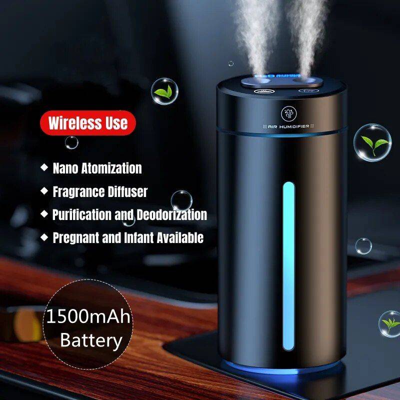 Compact 380ML Double Spray USB Car Air Humidifier and Essential Oil Diffuser with Colorful Mood Lighting Auto Accessories New Arrivals Color : Black Compact 380ML Double Spray USB Car Air Humidifier and Essential Oil Diffuser with Colorful Mood Lighting Auto Accessories New Arrivals Color : Black