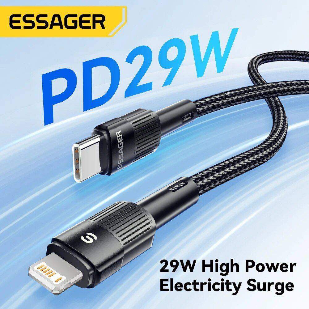 Essager 3A PD29W Fast Charging USB Cable for iPhone Charging Cables Electronics Color : Black Essager 3A PD29W Fast Charging USB Cable for iPhone Charging Cables Electronics Color : Black