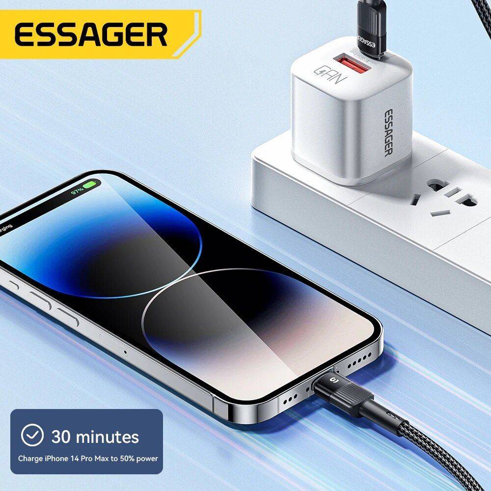 Essager 3A PD29W Fast Charging USB Cable for iPhone Charging Cables Electronics Color : Black Essager 3A PD29W Fast Charging USB Cable for iPhone Charging Cables Electronics Color : Black