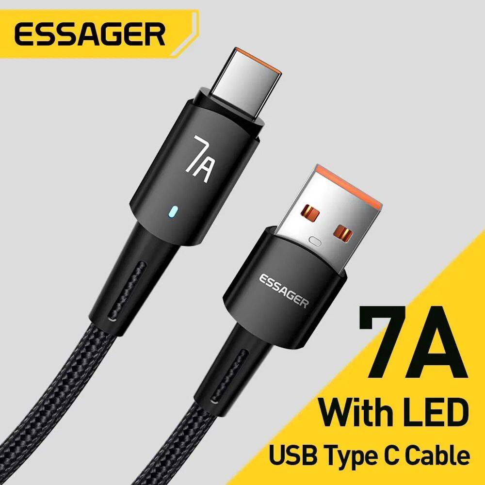 Essager 7A 100W USB Type C Cable 100W Fast Charging Wire For OPPO Oneplus Huawei P40 P30 Samsung Realme USB C Charger Data Cord Charging Cables Electronics Ships From : CN Essager 7A 100W USB Type C Cable 100W Fast Charging Wire For OPPO Oneplus Huawei P40 P30 Samsung Realme USB C Charger Data Cord Charging Cables Electronics Ships From : CN