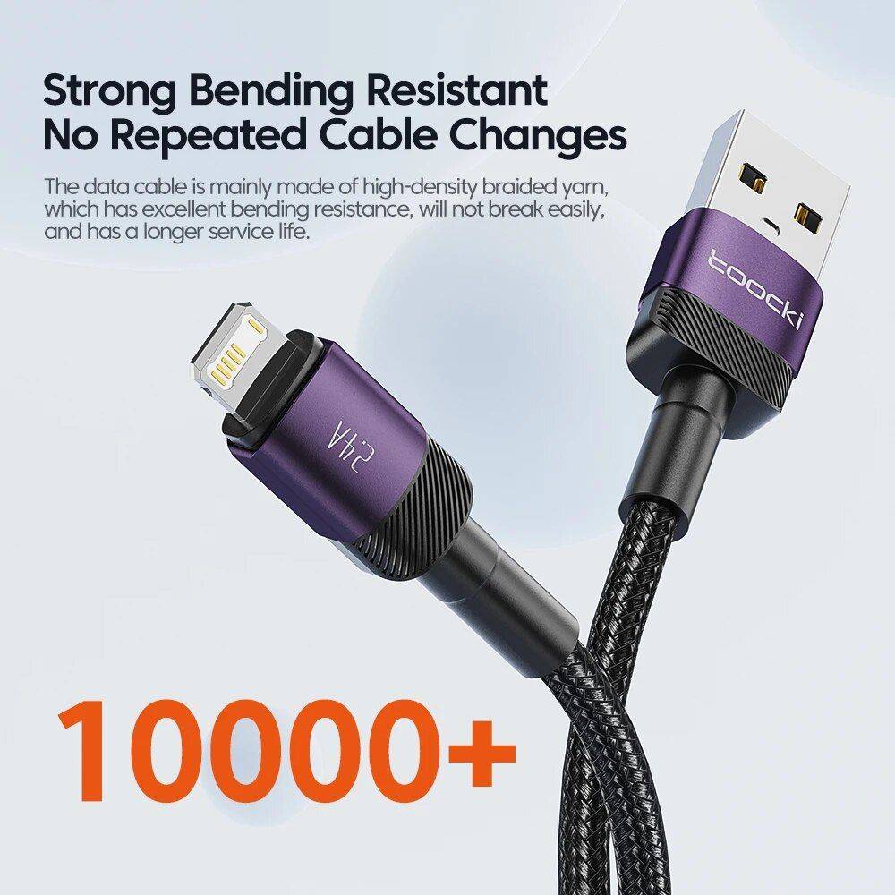 Fast Charging 2.4A Lightning USB Cable for iPhone Series Charging Cables Electronics Color : Purple Fast Charging 2.4A Lightning USB Cable for iPhone Series Charging Cables Electronics Color : Purple