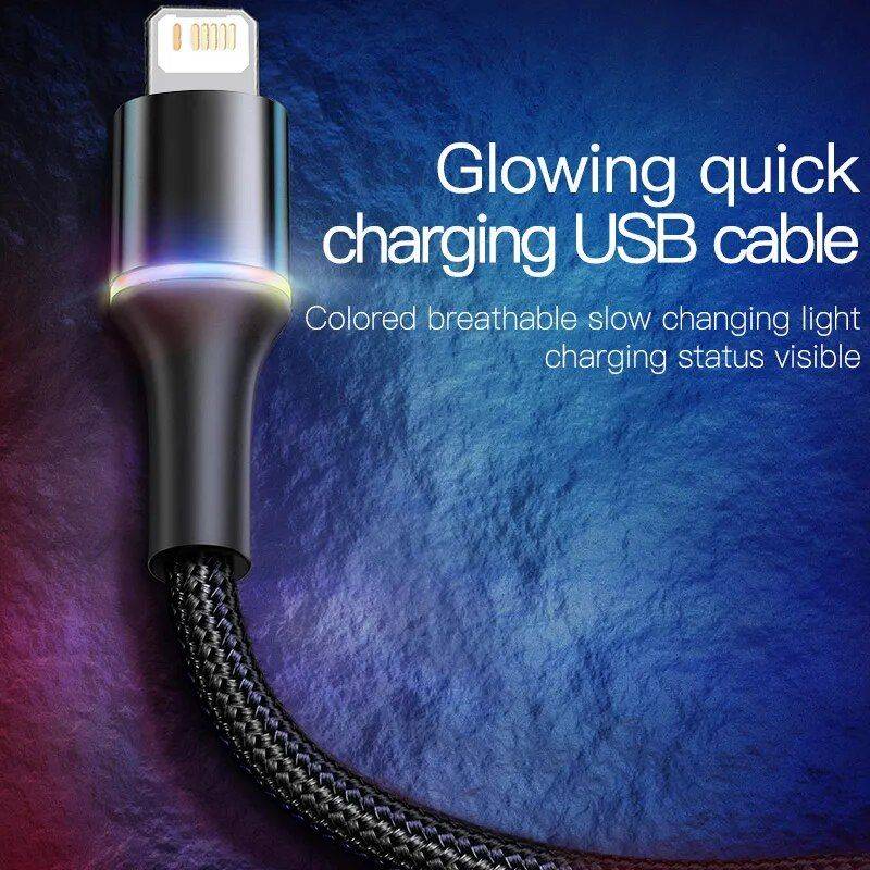 LED Lighting Fast Charge Cable Charging Cables Electronics Color : Black|Red LED Lighting Fast Charge Cable Charging Cables Electronics Color : Black|Red