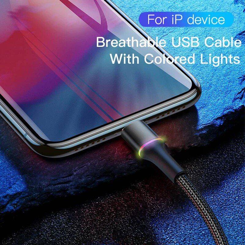 LED Lighting Fast Charge Cable Charging Cables Electronics Color : Black|Red LED Lighting Fast Charge Cable Charging Cables Electronics Color : Black|Red