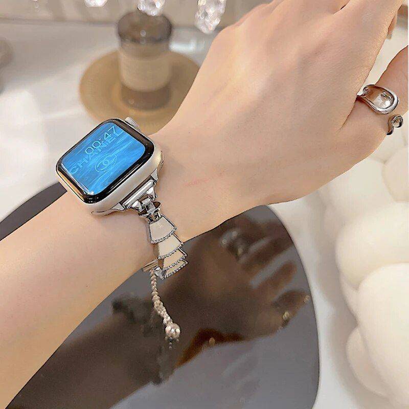 Luxury Metal Lady Wristband for Apple Watch – Elegant Women’s Bracelet Strap Fashion Accessories Smartwatch Bands Color : Silver|Black|Rose gold|Silver pink|Silver blue|Black pink|Black blue|Golden pink|Golden blue|Rose gold pink|Rose gold blue Luxury Metal Lady Wristband for Apple Watch - Elegant Women's Bracelet Strap Fashion Accessories Smartwatch Bands Color : Silver|Black|Rose gold|Silver pink|Silver blue|Black pink|Black blue|Golden pink|Golden blue|Rose gold pink|Rose gold blue