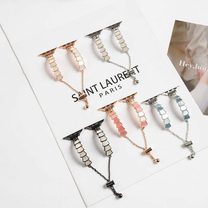 Luxury Metal Lady Wristband for Apple Watch – Elegant Women’s Bracelet Strap Fashion Accessories Smartwatch Bands Color : Silver|Black|Rose gold|Silver pink|Silver blue|Black pink|Black blue|Golden pink|Golden blue|Rose gold pink|Rose gold blue Luxury Metal Lady Wristband for Apple Watch - Elegant Women's Bracelet Strap Fashion Accessories Smartwatch Bands Color : Silver|Black|Rose gold|Silver pink|Silver blue|Black pink|Black blue|Golden pink|Golden blue|Rose gold pink|Rose gold blue