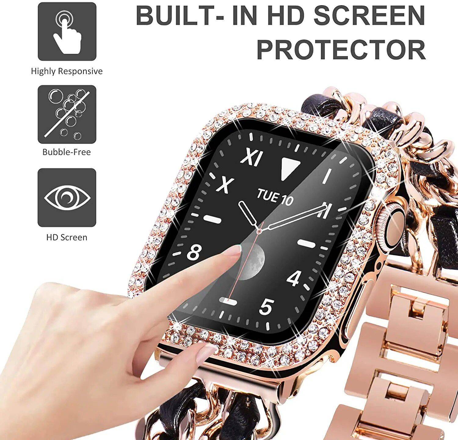 Metal Link Bracelet with Leather Strap for Apple Watch Series (38mm-45mm) Fashion Accessories Smartwatch Bands Color : Silver/Black|Black/Black|Rose/Black|Gold/Black|Silver/White|Rose Gold/White Metal Link Bracelet with Leather Strap for Apple Watch Series (38mm-45mm) Fashion Accessories Smartwatch Bands Color : Silver/Black|Black/Black|Rose/Black|Gold/Black|Silver/White|Rose Gold/White