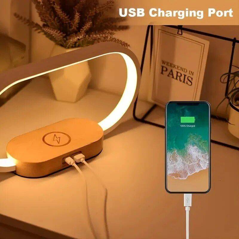 Multifunction Wireless Charging Hub: Fast-Charging LED Desk Lamp, Night Light and Clock with USB Port Charging Stations Electronics Material : Wooden Multifunction Wireless Charging Hub: Fast-Charging LED Desk Lamp, Night Light and Clock with USB Port Charging Stations Electronics Material : Wooden