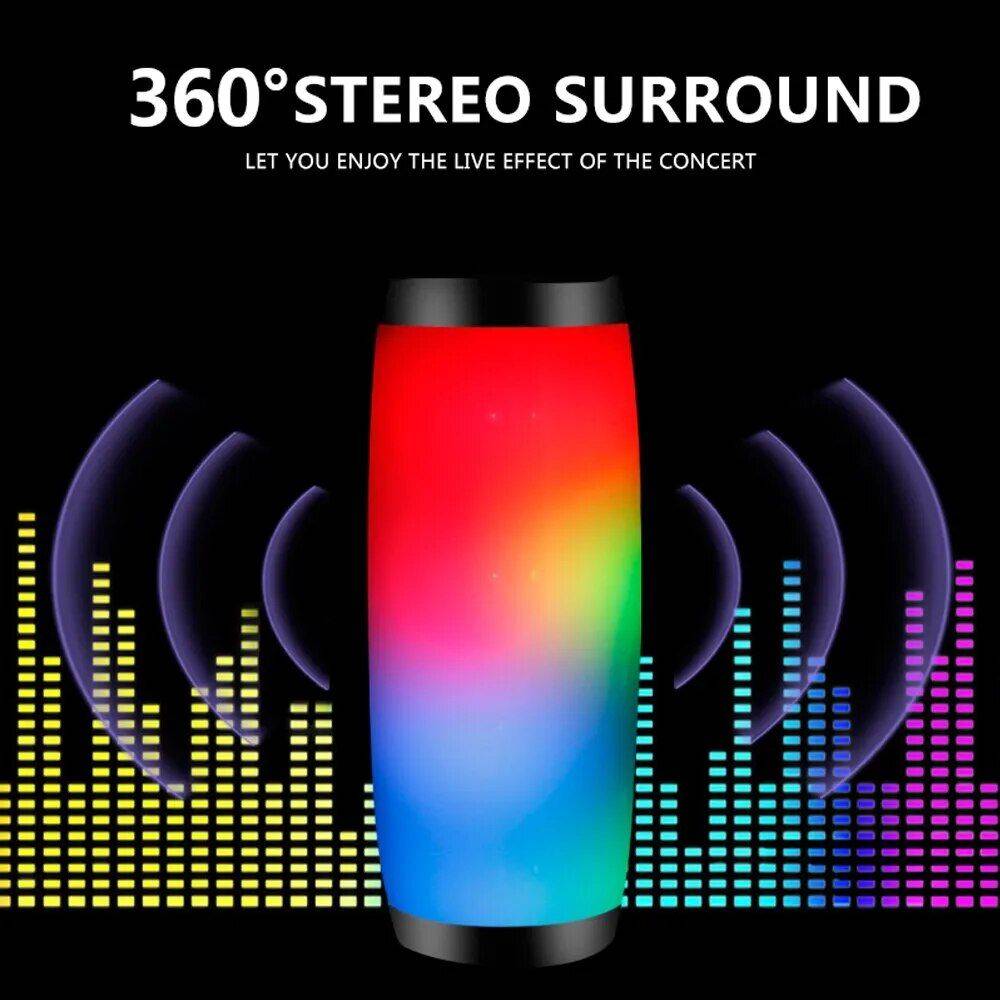 Portable LED Bluetooth 5.0 Speaker with Waterproof Design, Subwoofer, TF Card Support and FM Radio Bluetooth Speakers Electronics Color : Black|Red|Blue|Grey Portable LED Bluetooth 5.0 Speaker with Waterproof Design, Subwoofer, TF Card Support and FM Radio Bluetooth Speakers Electronics Color : Black|Red|Blue|Grey