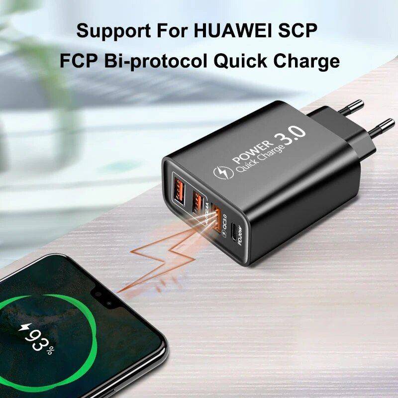 USB C Charger 60W Fast Charge Charger 4Ports PD TypeC Quick Charge3.0 Wall Power Adapter for iphone Xiaomi Samsung Phone Charger Adapters Electronics Color : Black USB C Charger 60W Fast Charge Charger 4Ports PD TypeC Quick Charge3.0 Wall Power Adapter for iphone Xiaomi Samsung Phone Charger Adapters Electronics Color : Black