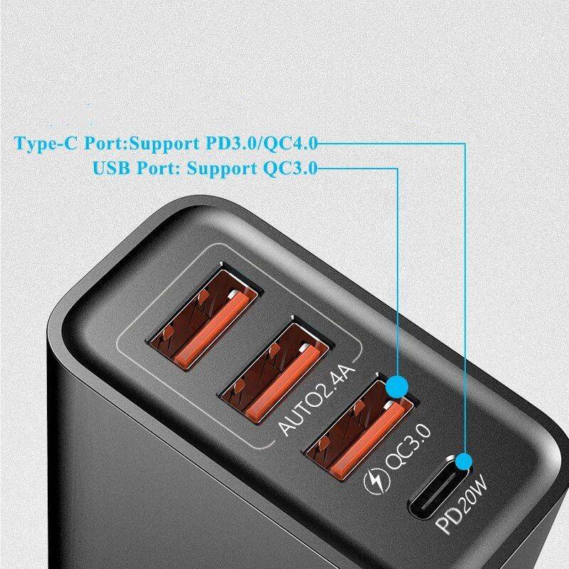 USB C Charger 60W Fast Charge Charger 4Ports PD TypeC Quick Charge3.0 Wall Power Adapter for iphone Xiaomi Samsung Phone Charger Adapters Electronics Color : Black USB C Charger 60W Fast Charge Charger 4Ports PD TypeC Quick Charge3.0 Wall Power Adapter for iphone Xiaomi Samsung Phone Charger Adapters Electronics Color : Black