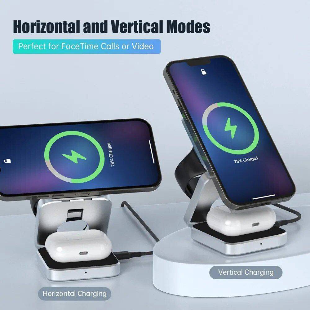 Ultimate 3-in-1 Foldable Magnetic Wireless Charger for Multiple Devices Charging Stations Electronics Type : For iPhone|For Samsung Ultimate 3-in-1 Foldable Magnetic Wireless Charger for Multiple Devices Charging Stations Electronics Type : For iPhone|For Samsung