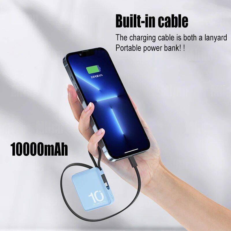 Ultra-Compact 10000mAh Dual-Cable Power Bank Electronics Power Banks Color : White|Black|Pink|Green|Blue Ultra-Compact 10000mAh Dual-Cable Power Bank Electronics Power Banks Color : White|Black|Pink|Green|Blue