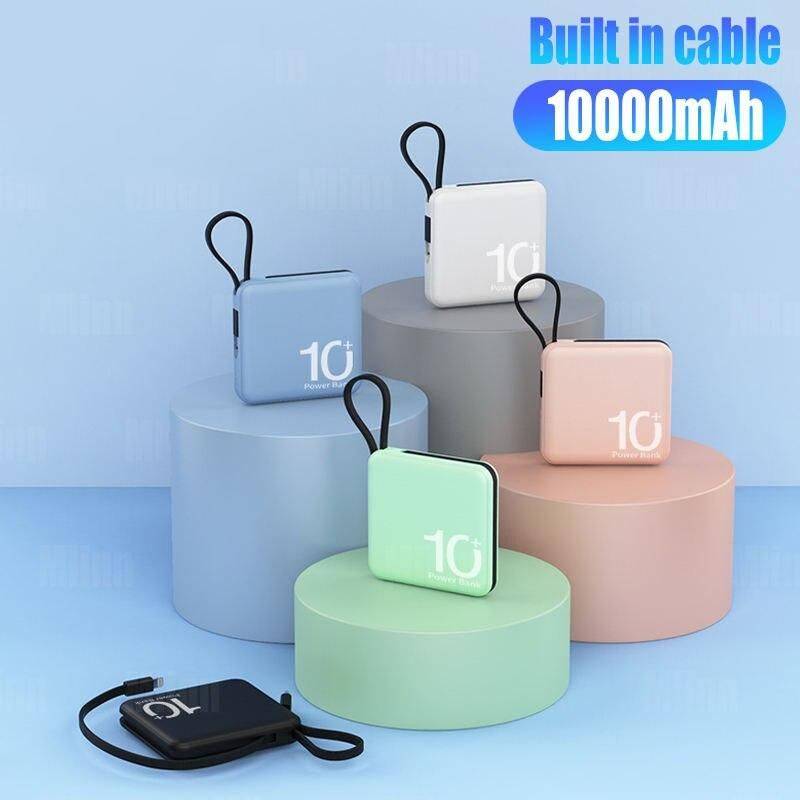 Ultra-Compact 10000mAh Dual-Cable Power Bank Electronics Power Banks Color : White|Black|Pink|Green|Blue Ultra-Compact 10000mAh Dual-Cable Power Bank Electronics Power Banks Color : White|Black|Pink|Green|Blue