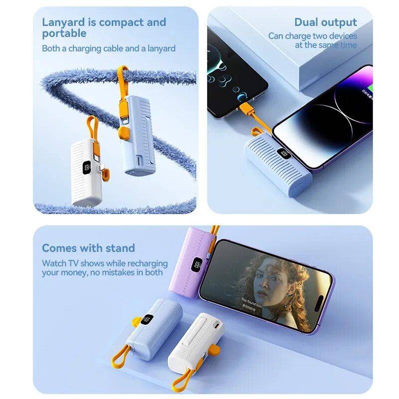 Ultra-Compact 10000mAh Power Bank with Built-In Cables and Digital Display Electronics Power Banks Color : Purple Type-C|Blue Type-C|Black Type-C|White Type-C|Purple For iPhone|Blue For iPhone|Black For iPhone|White For iPhone Ultra-Compact 10000mAh Power Bank with Built-In Cables and Digital Display Electronics Power Banks Color : Purple Type-C|Blue Type-C|Black Type-C|White Type-C|Purple For iPhone|Blue For iPhone|Black For iPhone|White For iPhone
