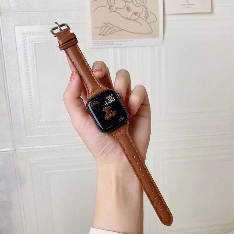 Ultra Slim Leather Strap for Apple Watch Series 7, 8 & SE Fashion Accessories Smartwatch Bands Band Color : Black 01|Brown 02|Deep green 03|Gray 04|Red 05|Wine Red 06|Mint 07|Orange 08|Pink 09|Haze Blue 10|Light Blue 11|Retro 12|Midnight White 13|Wine Barbie 14|Yellow Red 15|Yellow 16|White 17 Ultra Slim Leather Strap for Apple Watch Series 7, 8 & SE Fashion Accessories Smartwatch Bands Band Color : Black 01|Brown 02|Deep green 03|Gray 04|Red 05|Wine Red 06|Mint 07|Orange 08|Pink 09|Haze Blue 10|Light Blue 11|Retro 12|Midnight White 13|Wine Barbie 14|Yellow Red 15|Yellow 16|White 17