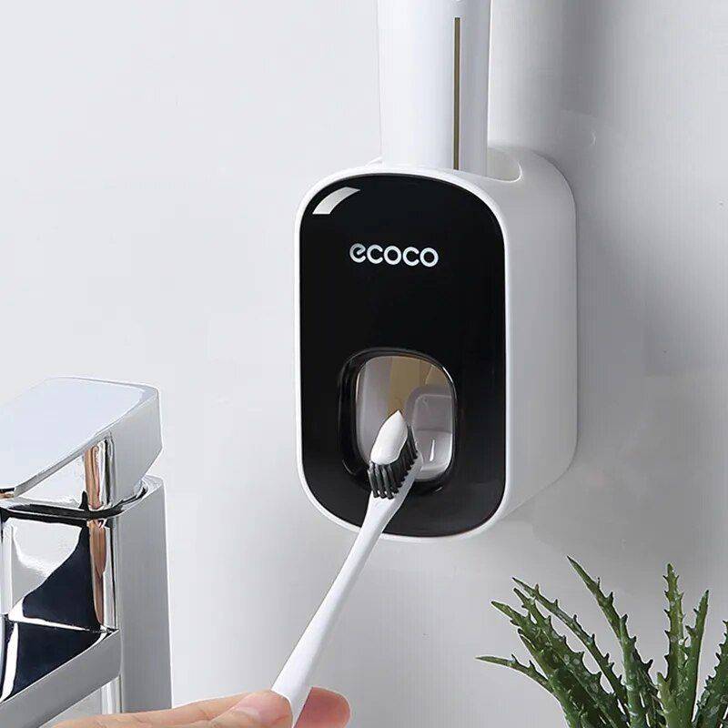 Wall-Mounted Automatic Toothpaste Dispenser and Toothbrush Holder Set Home New Arrivals Color : Black|Gray Wall-Mounted Automatic Toothpaste Dispenser and Toothbrush Holder Set Home New Arrivals Color : Black|Gray