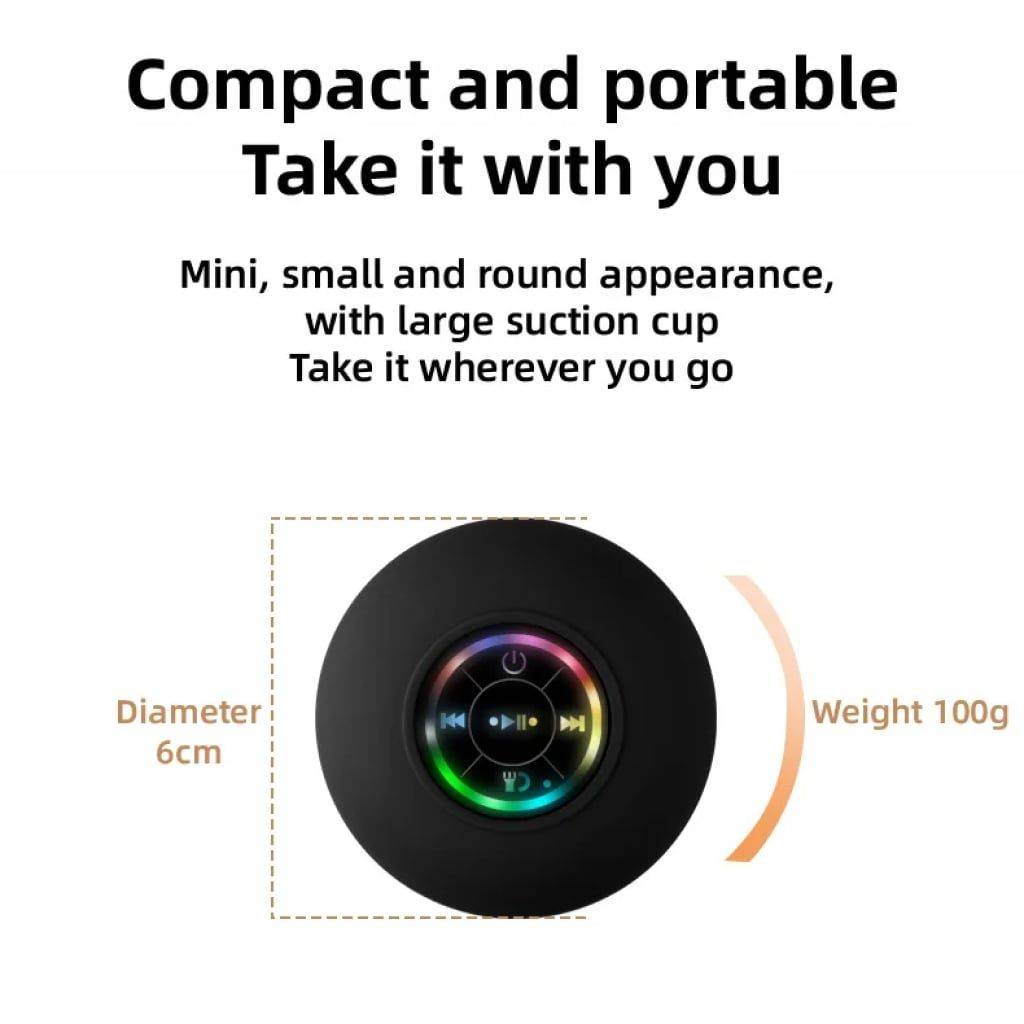 Waterproof Bluetooth Shower Speaker with LED Lights & 3D Surround Sound Bluetooth Speakers Electronics Color : Black Waterproof Bluetooth Shower Speaker with LED Lights & 3D Surround Sound Bluetooth Speakers Electronics Color : Black