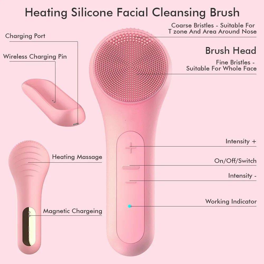 Waterproof Electric Sonic Facial Cleansing Brush with Deep Clean Technology Beauty Gadgets New Arrivals Color : Pink Waterproof Electric Sonic Facial Cleansing Brush with Deep Clean Technology Beauty Gadgets New Arrivals Color : Pink