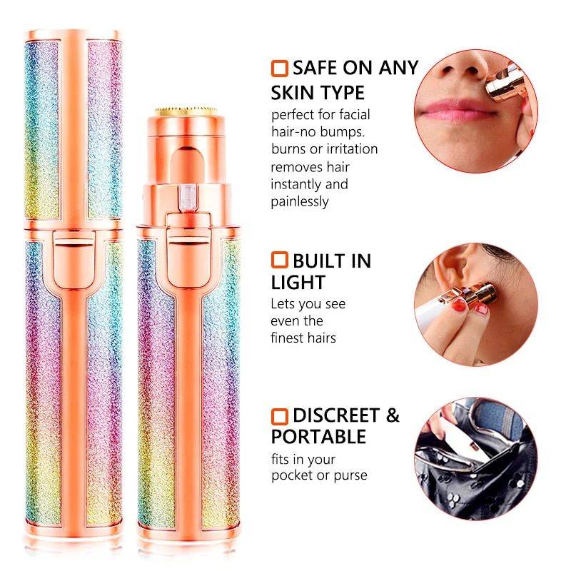 2-in-1 Portable Lipstick-Shape Electric Epilator & Eyebrow Trimmer Beauty Gadgets Color : Rainbow|Starry 2-in-1 Portable Lipstick-Shape Electric Epilator & Eyebrow Trimmer Beauty Gadgets Color : Rainbow|Starry