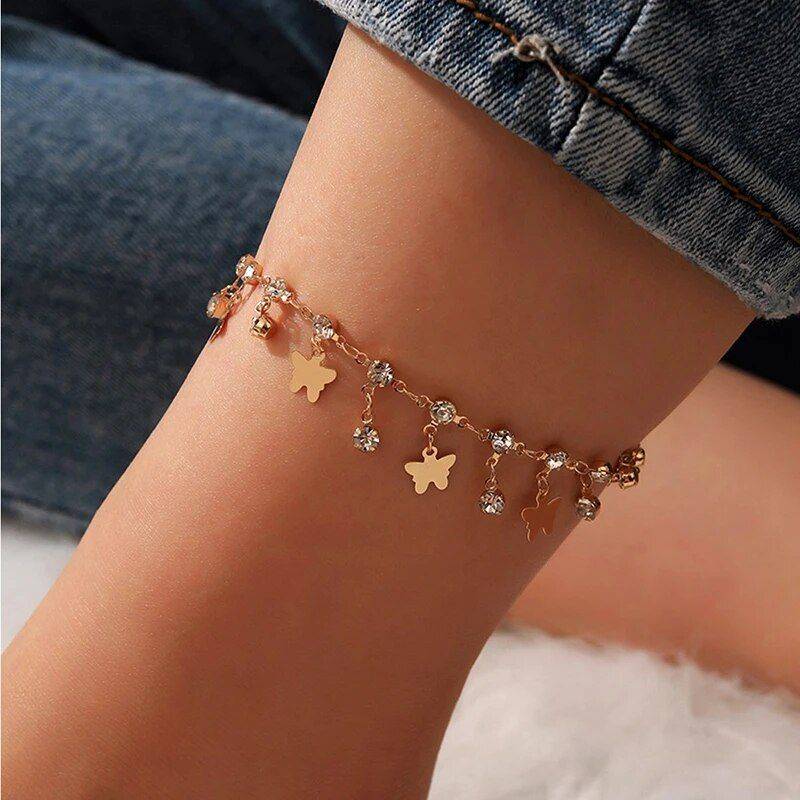 Chic Crystal Butterfly & Water Droplet Anklet Fashion Accessories Jewelry Color : Gold |Silver Chic Crystal Butterfly & Water Droplet Anklet Fashion Accessories Jewelry Color : Gold |Silver