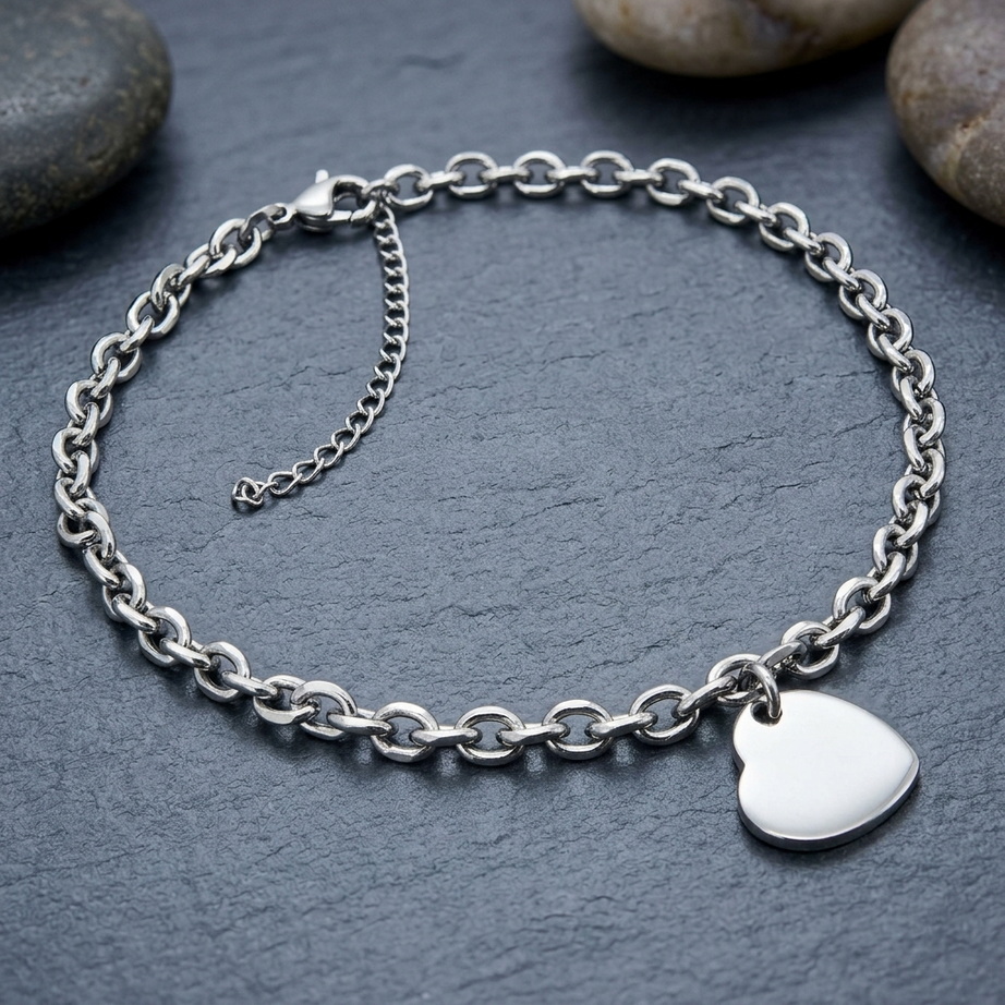 Chic Heart Charm Stainless Steel Anklet 003