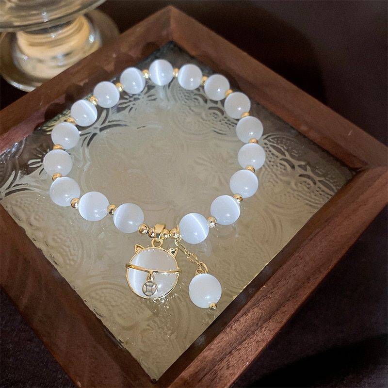 Elegant Opal Cat Pendant Adjustable Bracelet Fashion Accessories Jewelry Color : White Elegant Opal Cat Pendant Adjustable Bracelet Fashion Accessories Jewelry Color : White